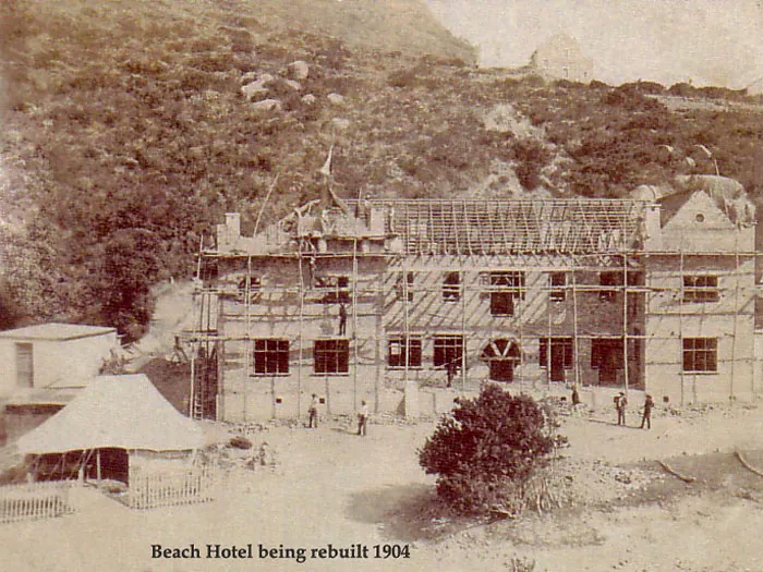 The Beach Hotel under scaffolding while being rebuilt in 1904